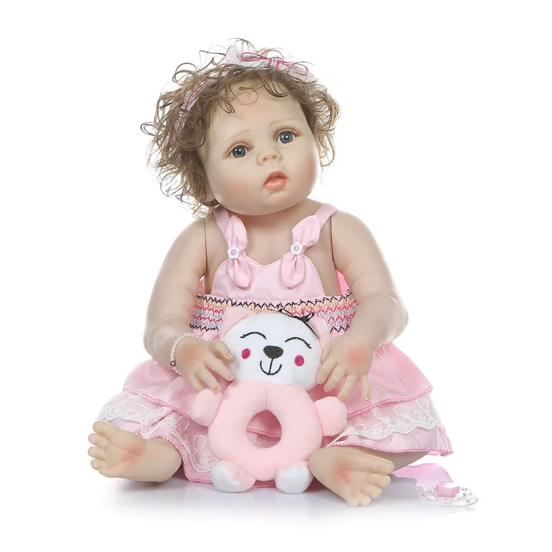 

22 inch 56cm Born Reborn Doll Baby Simulation Doll Reborn Large Volume Wool Strap Doll For Baby Birthday Doll Toy Gift