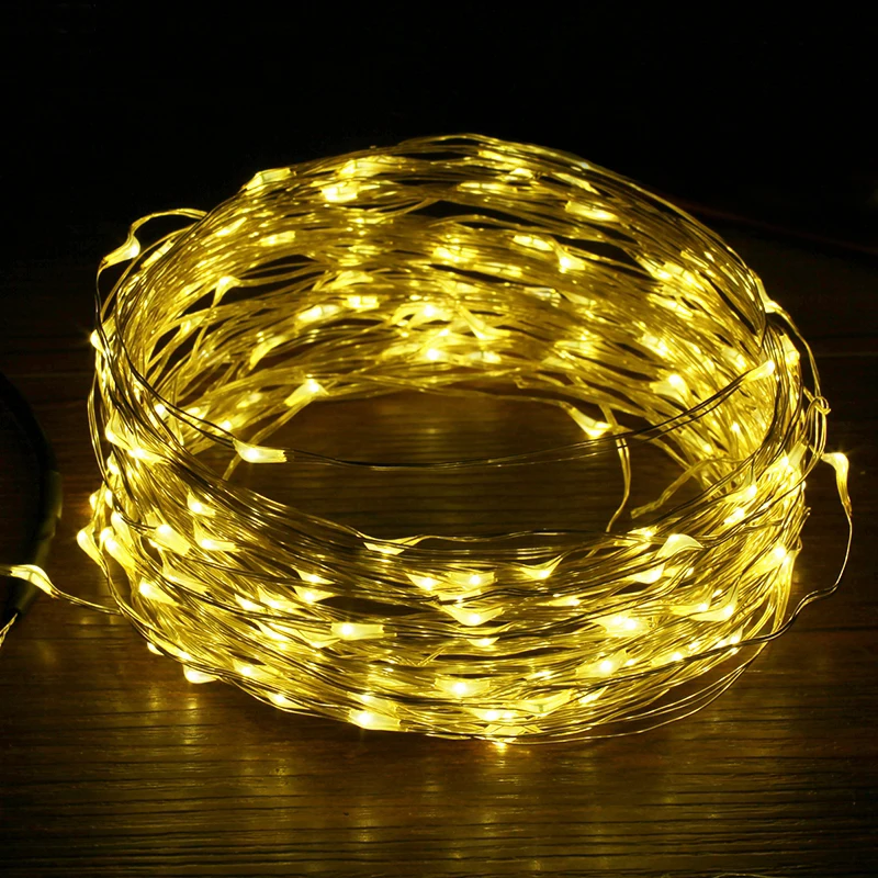 10 м 30 50 светодиодная серебряная проволока сказочные гирлянды водонепроницаемый