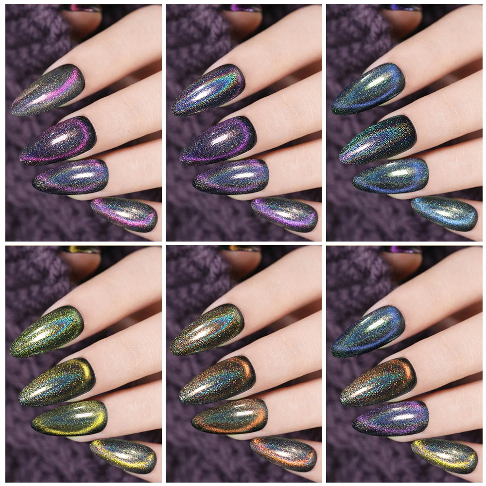 6 шт. голографический Гель-лак для ногтей кошачий глаз | Красота и здоровье