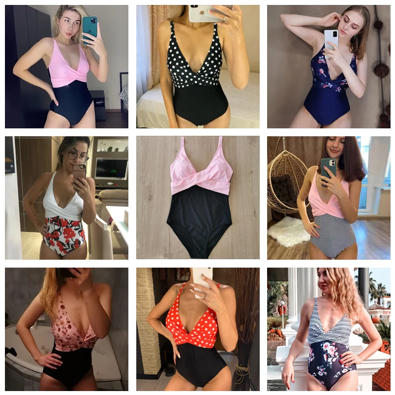 

Sexy One Piece Swimwear Women 2021 New Floral Monokini Bathing Suits Bodysuit Push Up Swimsuit Beach Swimming Suit For Female XL