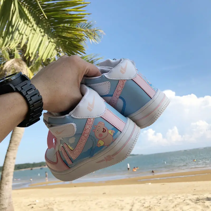 Высокий Верх мультипликационный баскетбольный обувь красивая высокая верхняя