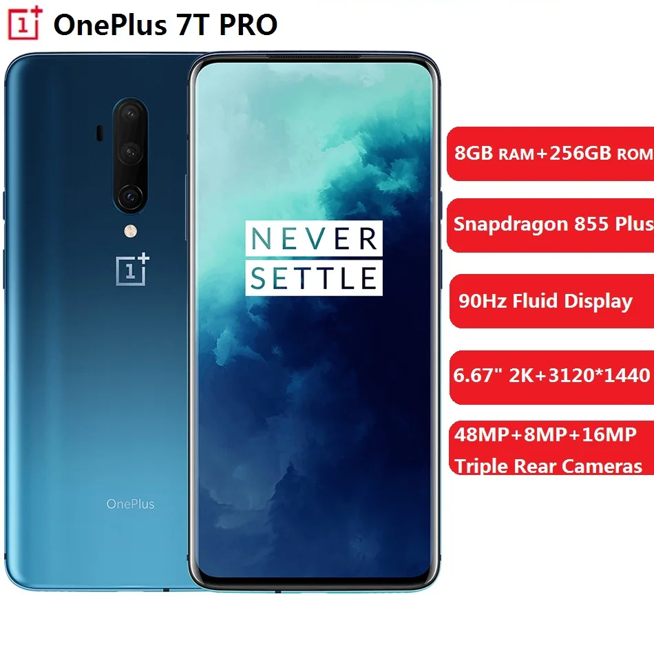 Смартфон OnePlus 7T Pro Snapdragon 855 Plus Octa core 2 96 GHz 8GB 256GB 6 67 дюймов 48MP + 8MP 16MP 4085mAh международная