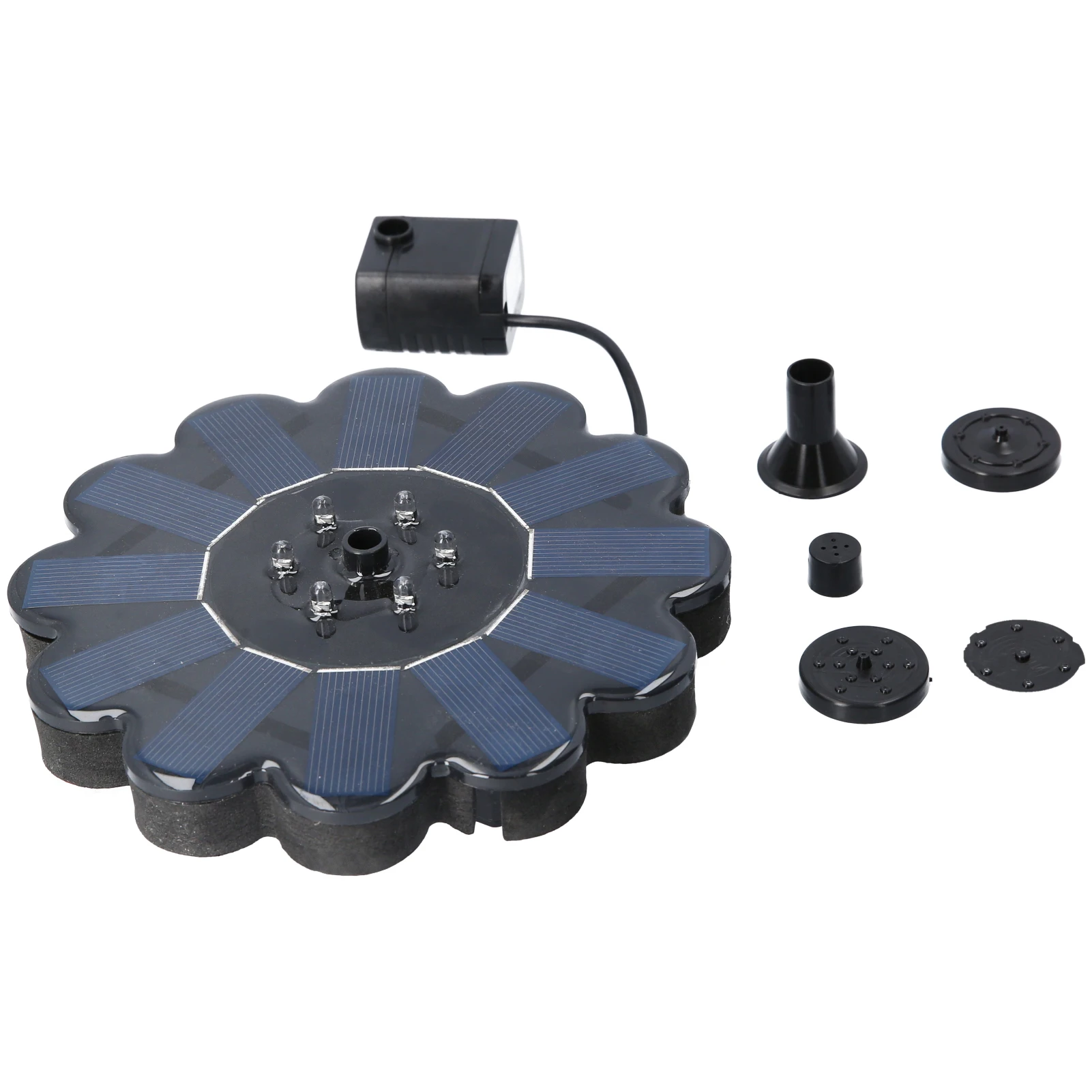 

Solar Powered Water Fountain Pump with Colored Light Outdoor Water Fountain Panel for Bird Bath Small Pond Aquarium Garden