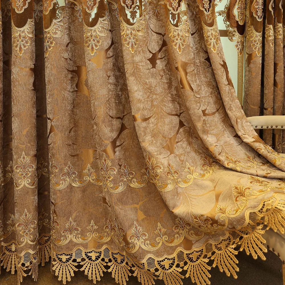 Европейские роскошные бархатные занавески с вышивкой тяжелые тканевые оконные