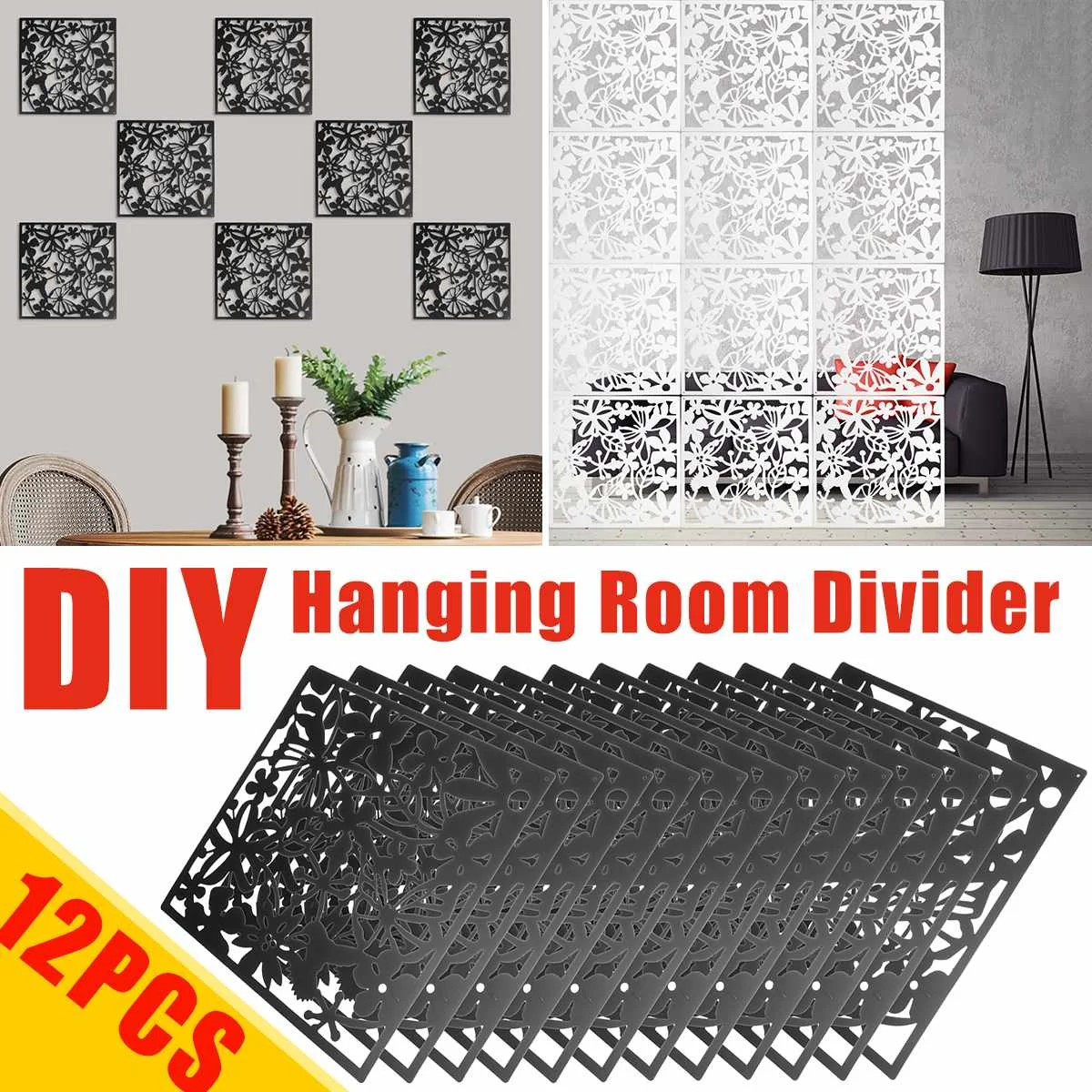 Для дома моды 12 шт Бабочка с птицей и цветами висит Экран перегородка