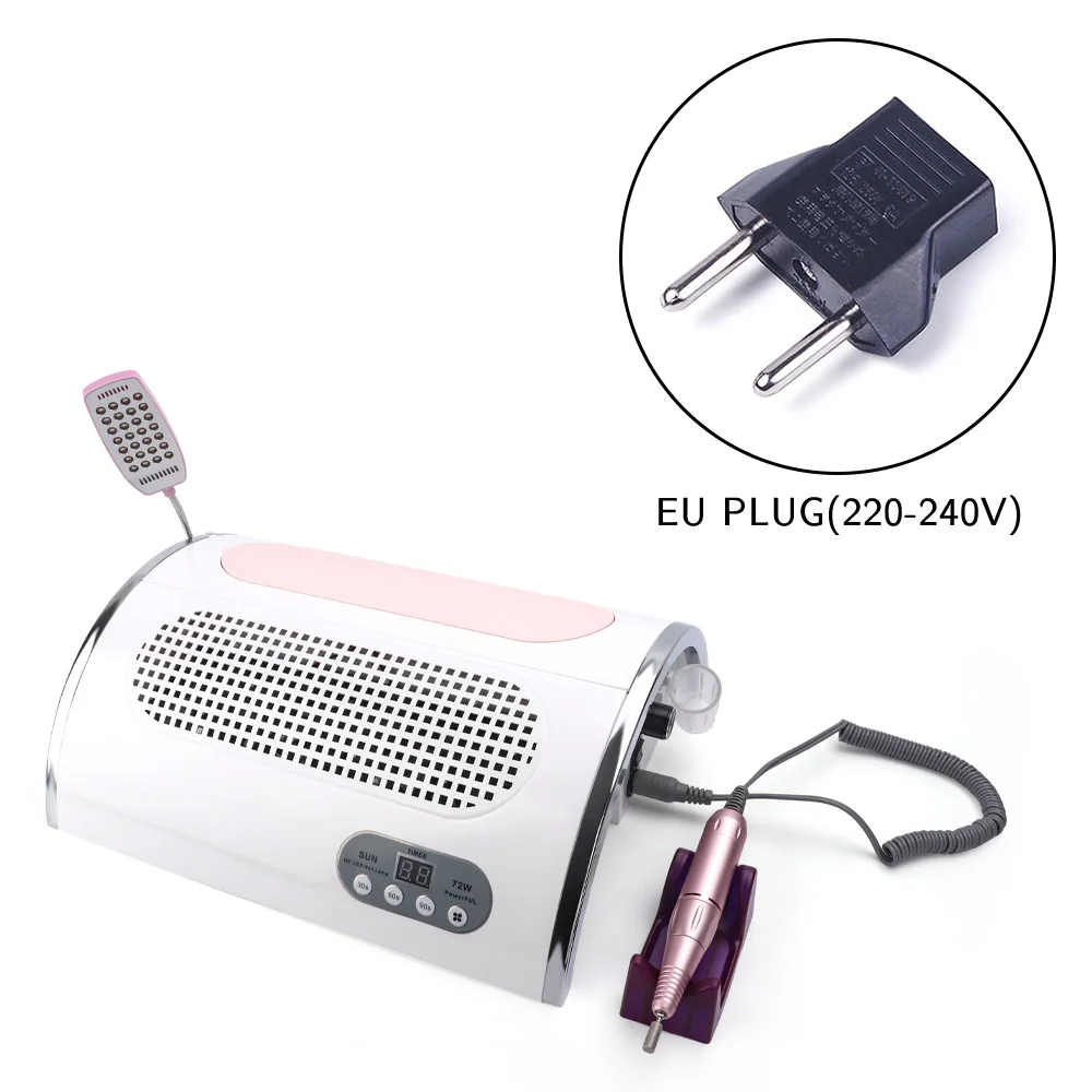 EU plug Deciniee 54 Вт Светодиодный УФ-лампа для ногтей пылесос всасыватель, пылесборник 25000 об/мин сверлильный станок инструмент для педикюра полировщик инструменты - Цвет: EU plug