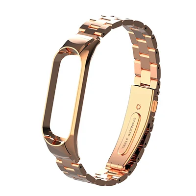 Rose Gold Ремешок из нержавеющей стали Mi Band 4, умный ремешок для часов для Xiaomi Mi Band 4, 3, Band 3, металлический браслет на запястье для Xiaomi Mi Band 2 Mi4 - Цвет: Rose Gold