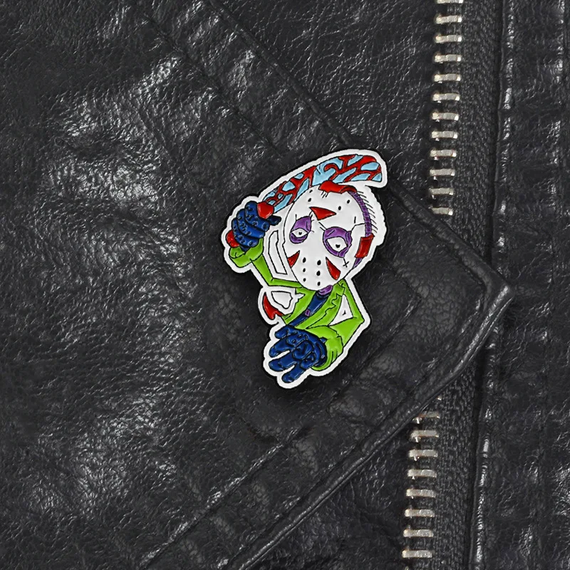 Эмалированная брошь в виде маски клоуна забавный мультяшный воин значок из