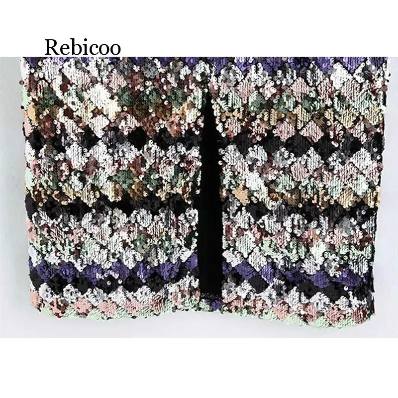 

Sexy Sequin Midi Skirt Women 2019 Fashion High Waist Side Zip Back Vent Women's Skirt Casual Falldas Mujer