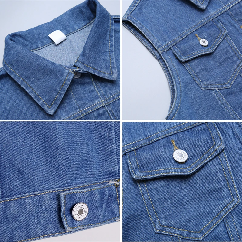 

Plus Size Classic Solid Short Denim Vest Spring Korean Style Blue Sleeveless Jean Jacket Women Boyfriend Slim Denim Waistcoat
