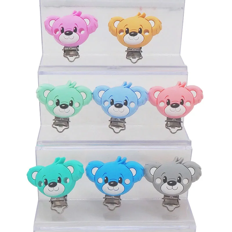 Chenkai-chupete de silicona de oso para beb&eacute;, accesorios de chupete, soporte de animales, broches de lactancia, DIY, 5 uds.-1