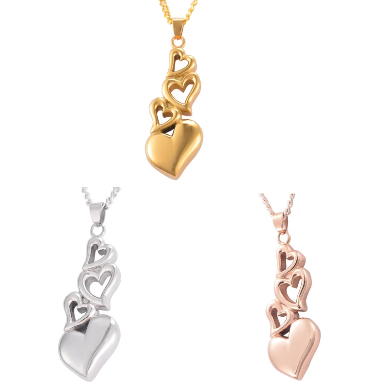 

Stainless Steel 4 Heart Shaped Memorial Urns Necklace Human Pet Ash Casket Cremation Pendant Keepsake Jewelry