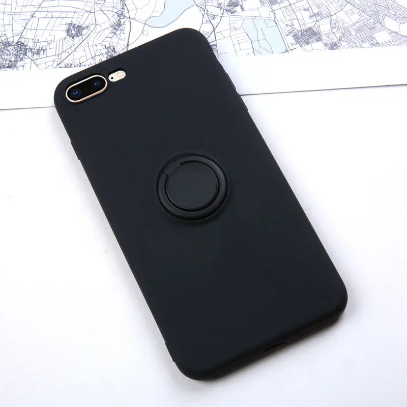 Black Мягкий силиконовый чехол для iPhone XR 11 Pro 6S XS Max XS X R 7 8 6 кольцо держатель подставка противоударный силиконовый чехол для iPhone iPhone11 - Цвет: Black