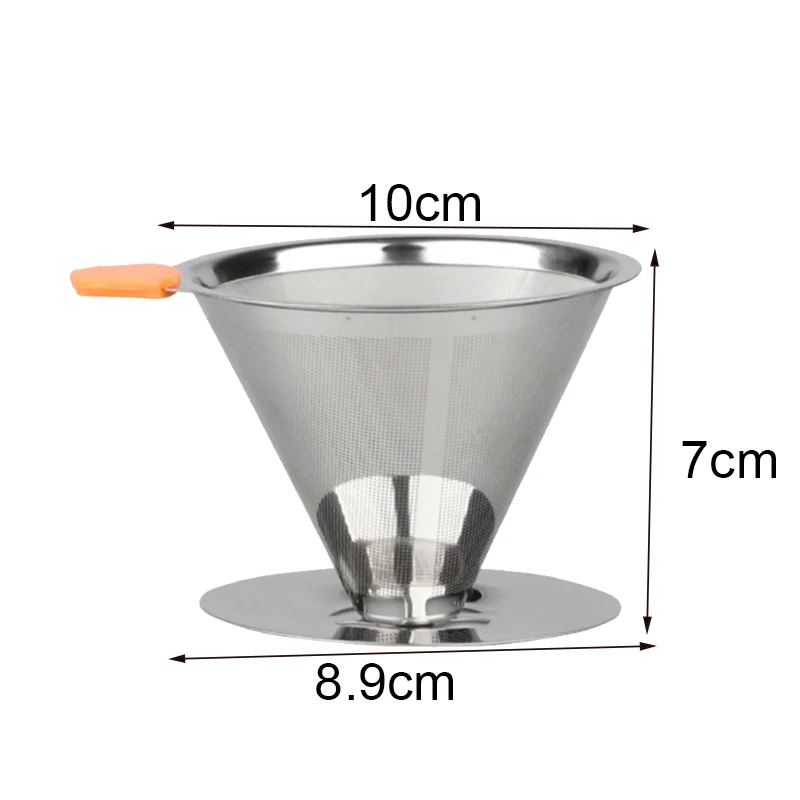 

Reusable Coffee Filter Stainless Steel Holder Metal Mesh Funnel Baskets Coffee Filters Dripper Drip Coffee Filter Cup