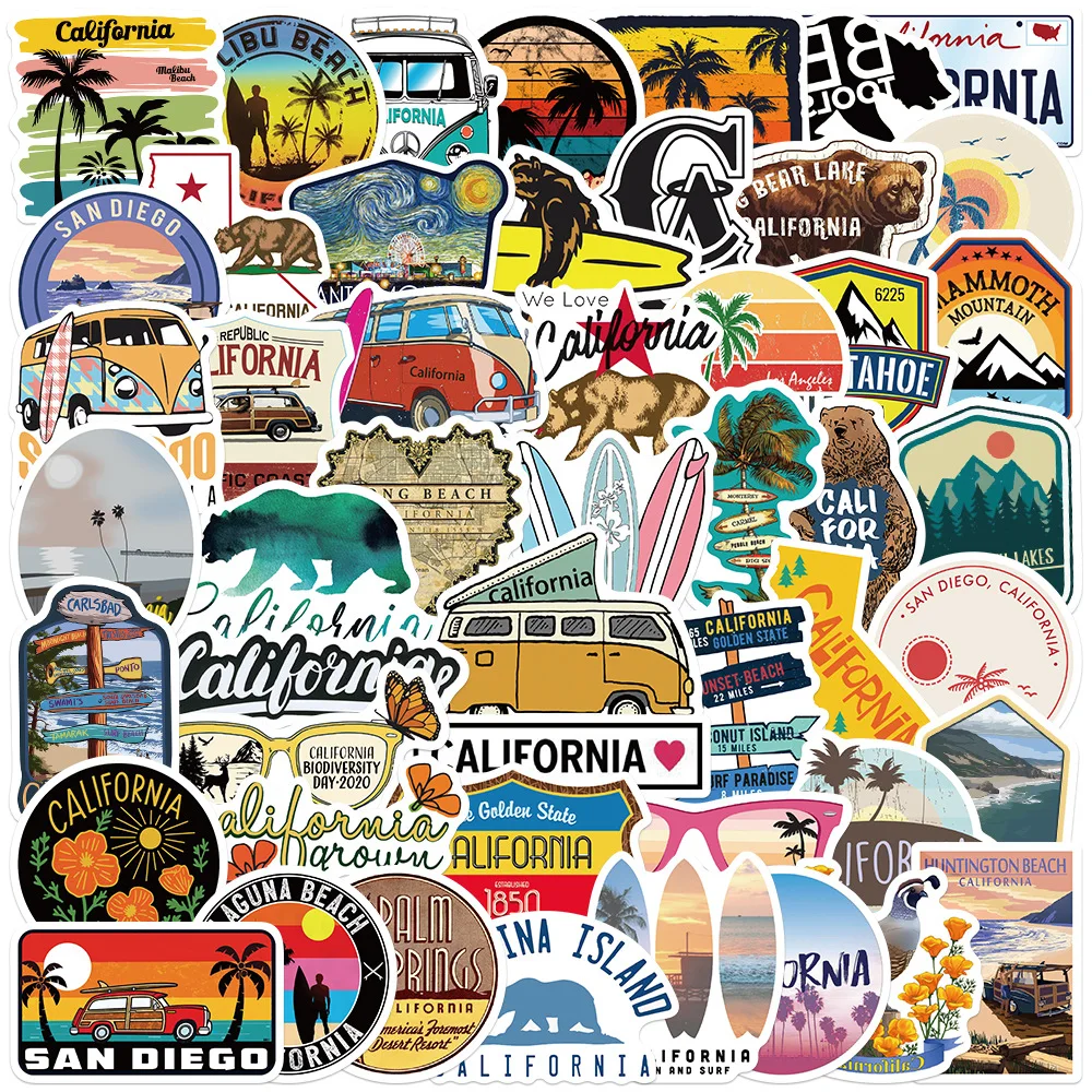 S Aesthetic California Decals Sticker To Diy Luggage Laptop 