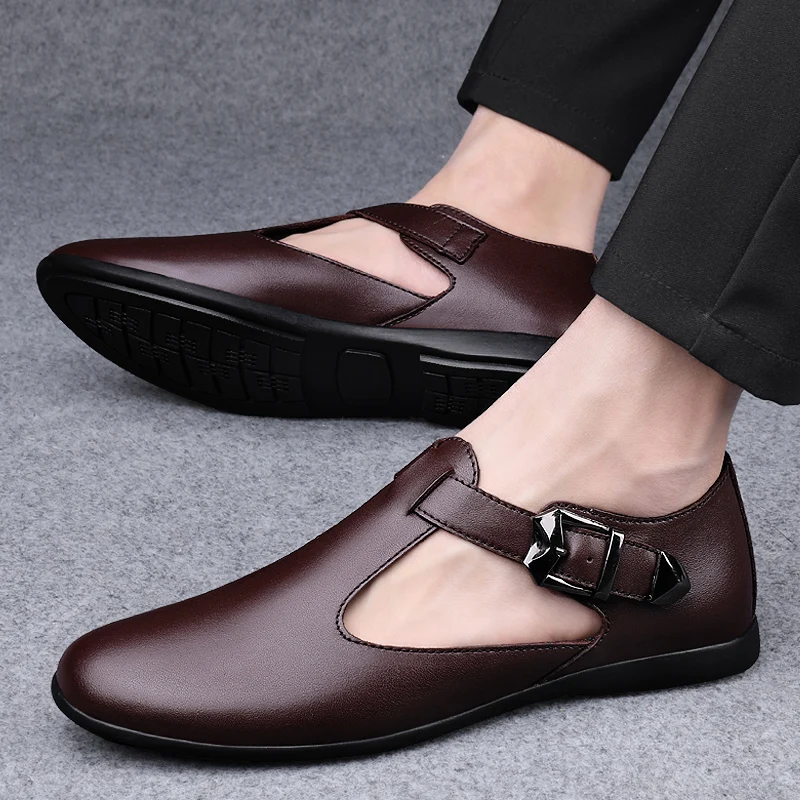 

Genuine Leather Shoes Men Slip On Lightweight Big Size 45 Luxury Brand Italian Style Leather Men Loafers 2021