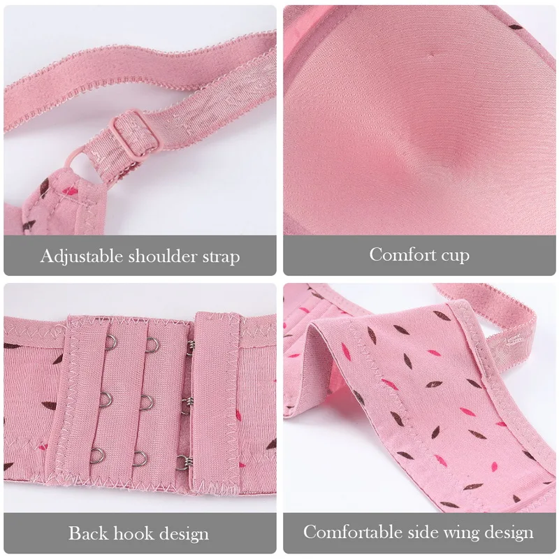 

Bras For Women Large Size 46 48 50 52 C D Cup 2021 Wire Free Bras Lady Print Super Push Up Bralette Full Cup Intimates Plus Size