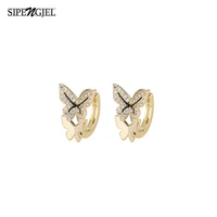 sipengjel fashion cubic zircon butterfly earrings korean style simple hoop earrings for women girls jewelry 2021