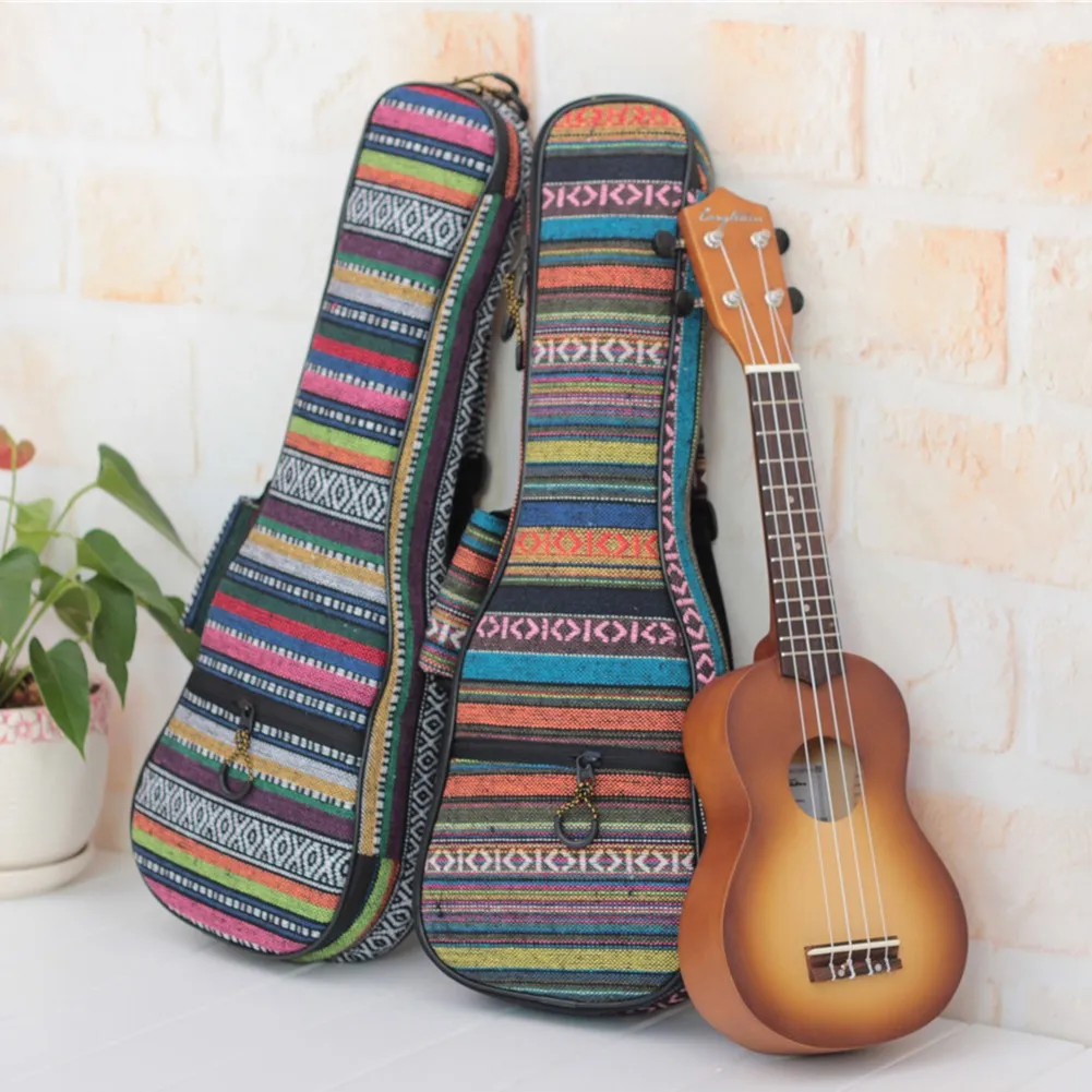 

Suitable For 21 23 26 Inch Ukulele Bag Backpack Soft Case National Characteristics Colorful Waterproof Hawaii Four String Guitar