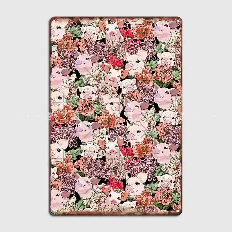 Металлический плакат с изображением свиней Классический Настенный декор для