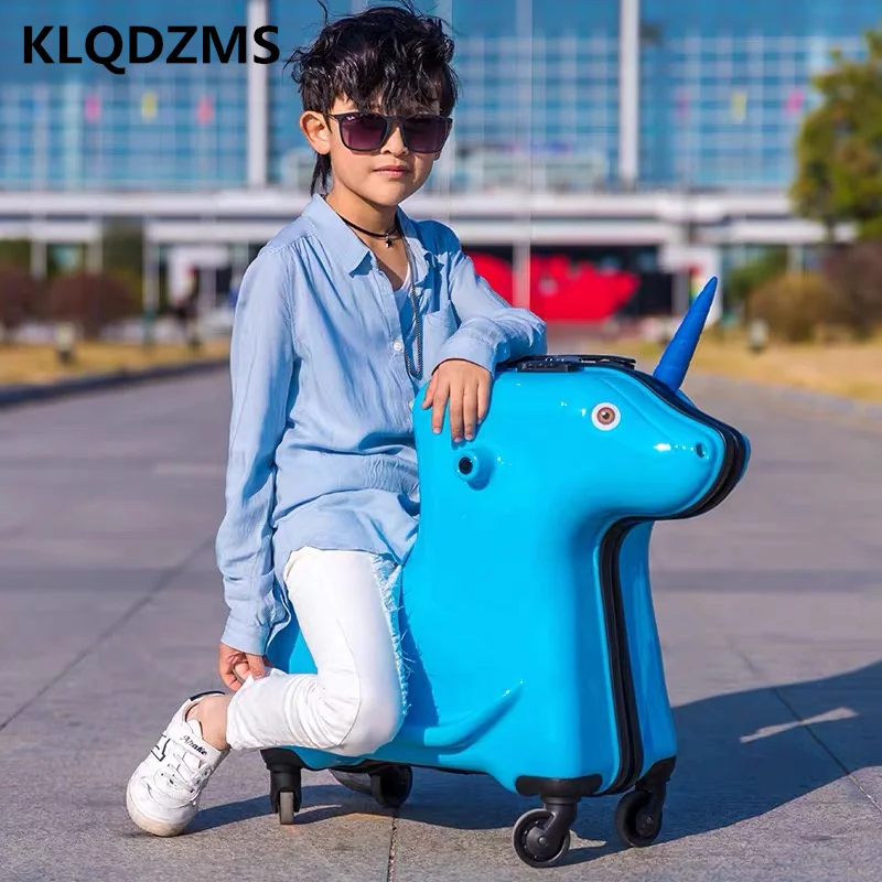KLQDZMS Kids Riding luggage 20 Inch Travel Suitcase On Wheels Children's Trolley Case Multifunctional Rolling  Suitcase