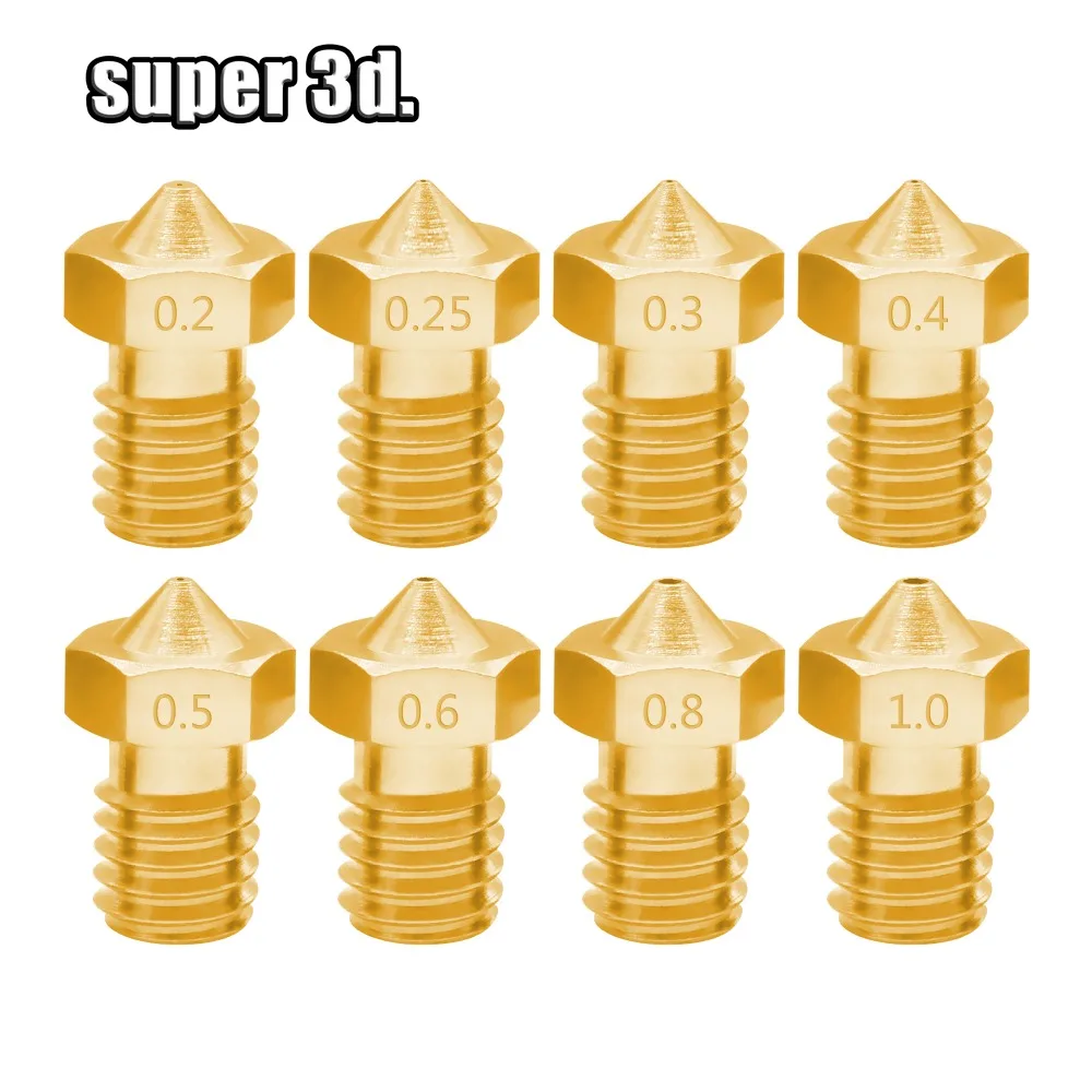 Аксессуары для 3D принтера V5 V6 медная насадка M6 резьба 0 2 25 3 4 5 6 8 1 мм for1.75 латунные