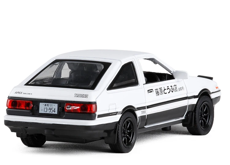1:28 Scale Alloy Car Model Initial D TOYOTA AE86 Pull Back Simulated Racing car with Sound Light 4 colors kids Collection Toys | Игрушки и
