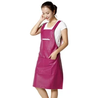 pu apron leather vest design women waterproof and oilproof kitchen cooking gown adult bib waist apron