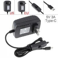 5v 3a power adapter charger converter with switch suitable fit for raspberry pi4 typec usb power charging