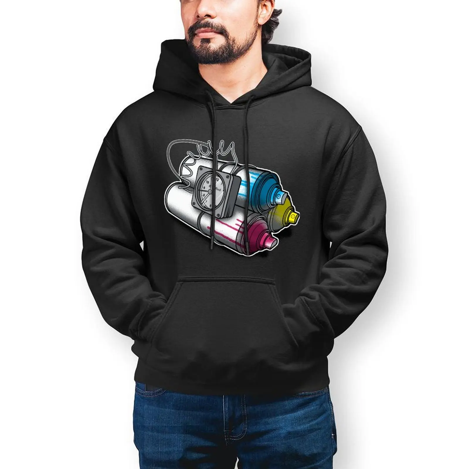 

Graffiti Hoodies Winter Cotton Hoodie Stylish Loose Long Pullover Hoodie Men Big