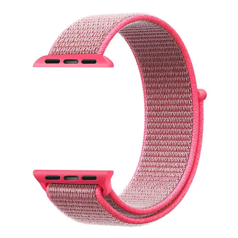 Hot Pink Для мужчин и женщин 38 мм 42 мм 40 мм 44 мм ремешок для apple watch серии 1 2 3 4 тканый нейлоновый ремешок для iWatch 4 цветной узор браслет - Цвет ремешка: Hot Pink