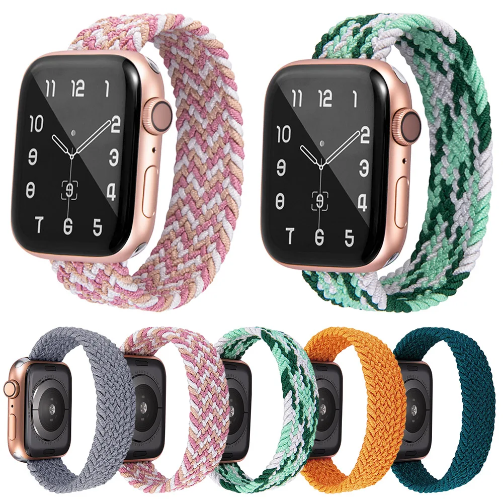 

Fashion Nylon Woven Elastic Strap for Apple Watch SE Band Series 6 5 4 3 Bracelet for iWatch 40mm 44mm 38/42mm Lightweight Belt