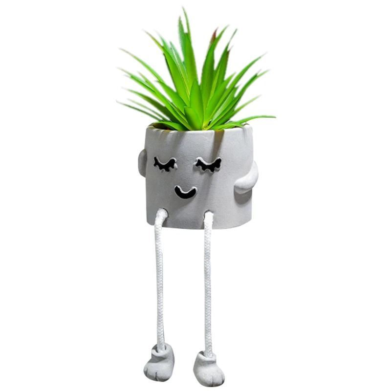 

Simulation of Succulent Small Potted Plants Creative Desktop Hanging Feet Dolls Green Plants Decorative Ornaments