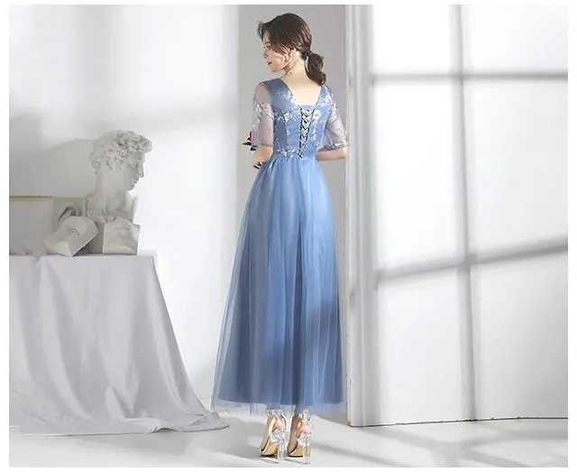 Платье подружки невесты серое синее элегантное платье для женщин свадебной