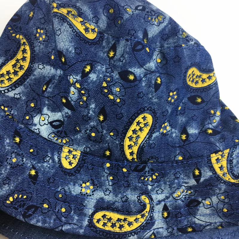 

Lengan009 Women floral printed bucket hat Denim cotton fisherman cap Panama gorras Bandanna Adult Large brim fishing hat