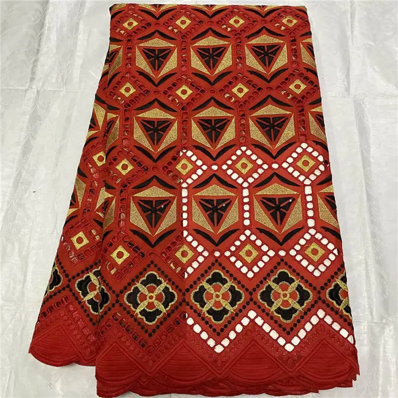 

5 Yard Dry Lace Fabric 2021 Latest Heavy Beaded Embroidery African Cotton Swiss Voile Popular Dubai Style For Party ! TL40268