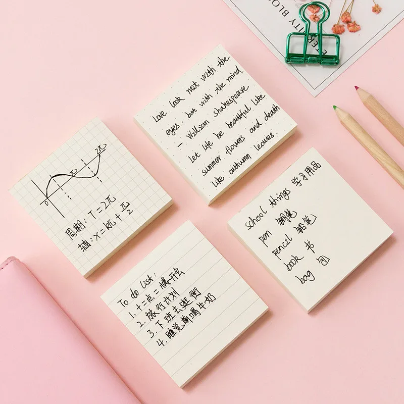 Kawaii крафт бумага в горошек сетка линия пустая Post it блокнот Липкие заметки 100