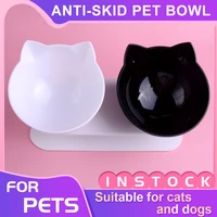 double cat bowl dog bowls with stand non slip pet feeding cat water bowl for cat food drinking pet bowls feeders pet accessories