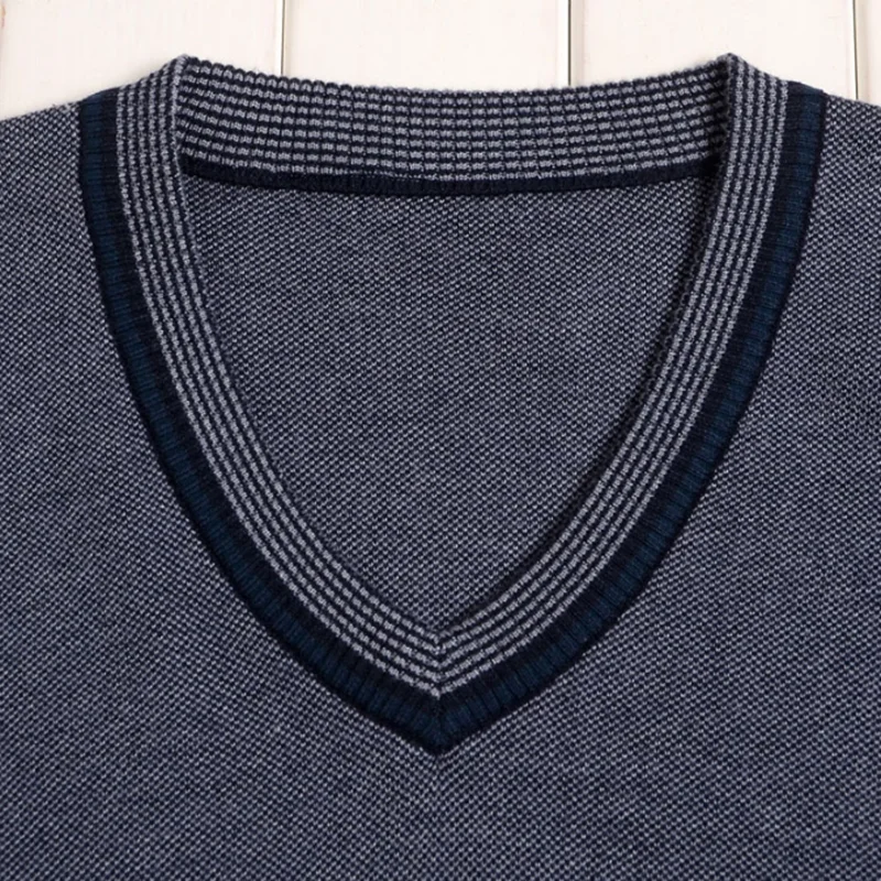 

Men Wool Sleeveless Vest V-neck Patchwork Slim Fit Autumn Spring Warm Perfect Quality Clothes Knitted Casual Cotton Male Sweater