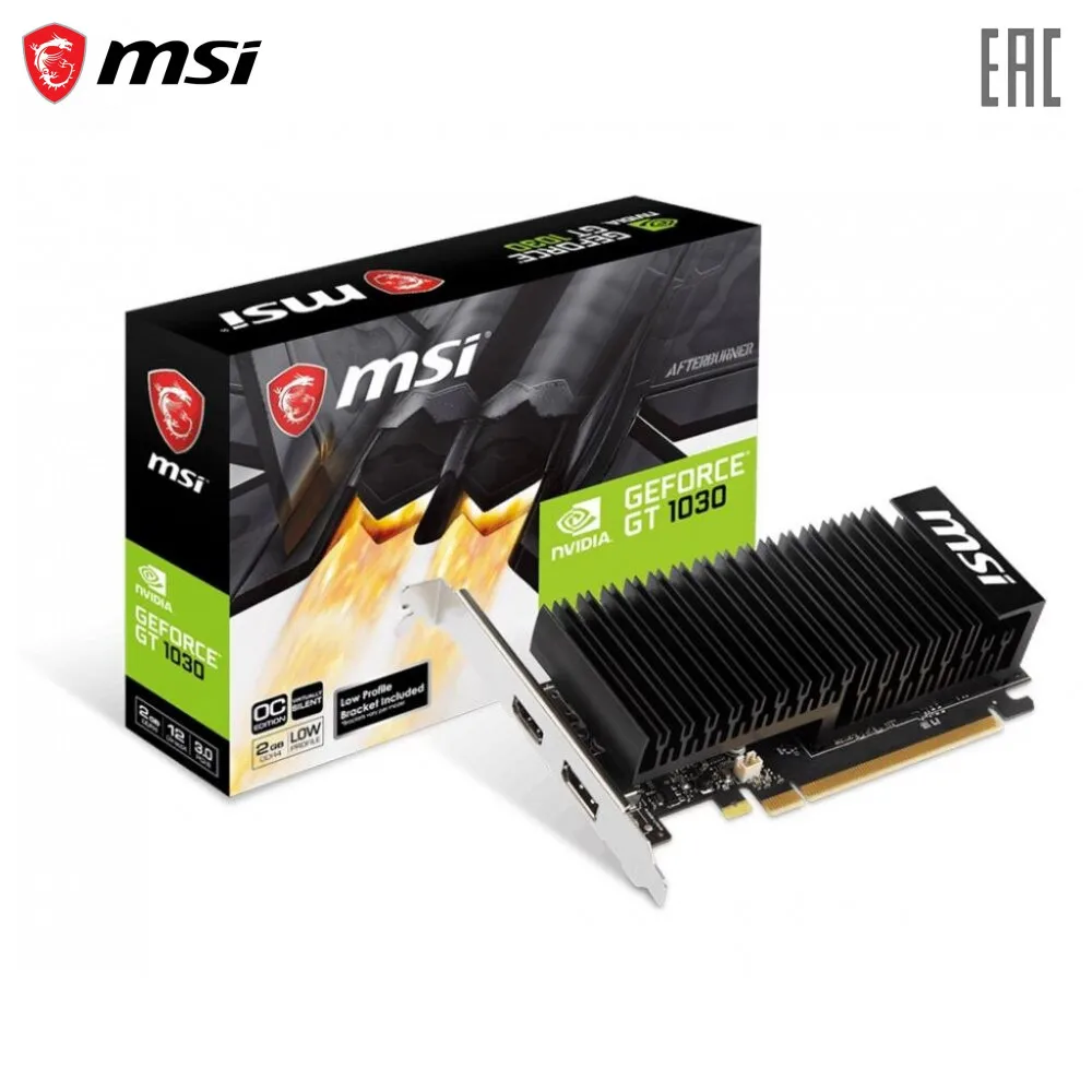 Видеокарта MSI PCIE16 Nvidia GeForce GT1030 2ГБ 64 бит 1431 МГц 2010 GGT 1030 2GHD4 LP OC|Видеокарты| |