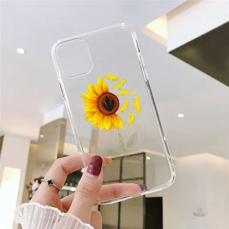 

Sunflower Phone Case Transparent for iPhone 11 12 mini pro XS MAX 8 7 6 6S Plus X 5S SE 2020 XR