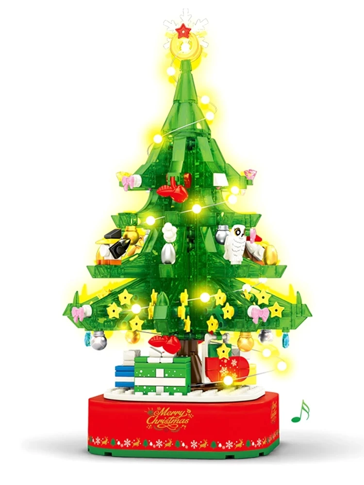 

486pcs Christmas Music Lighting Tree Building Blocks with LED Ideas Bricks Educational Toys For Children Xmas Gift