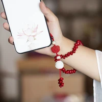 chinese element national crafts natural red bean bodhi short mobile phone chain mobile phone ornaments lanyard pendant pendant