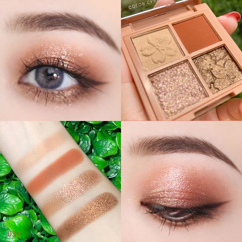 Brand 4 Colors Eyeshadow Palette Matte Shimmer Glitter Nude Eyes Makeup Pigment Brighten Charming Eye Shadow Cosmetics Kit |