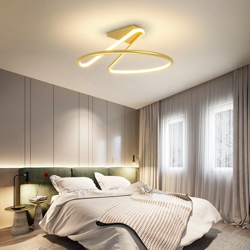 

Led ceiling lamp 2021 new master bedroom lamp modern simple creative aluminum line room lamp