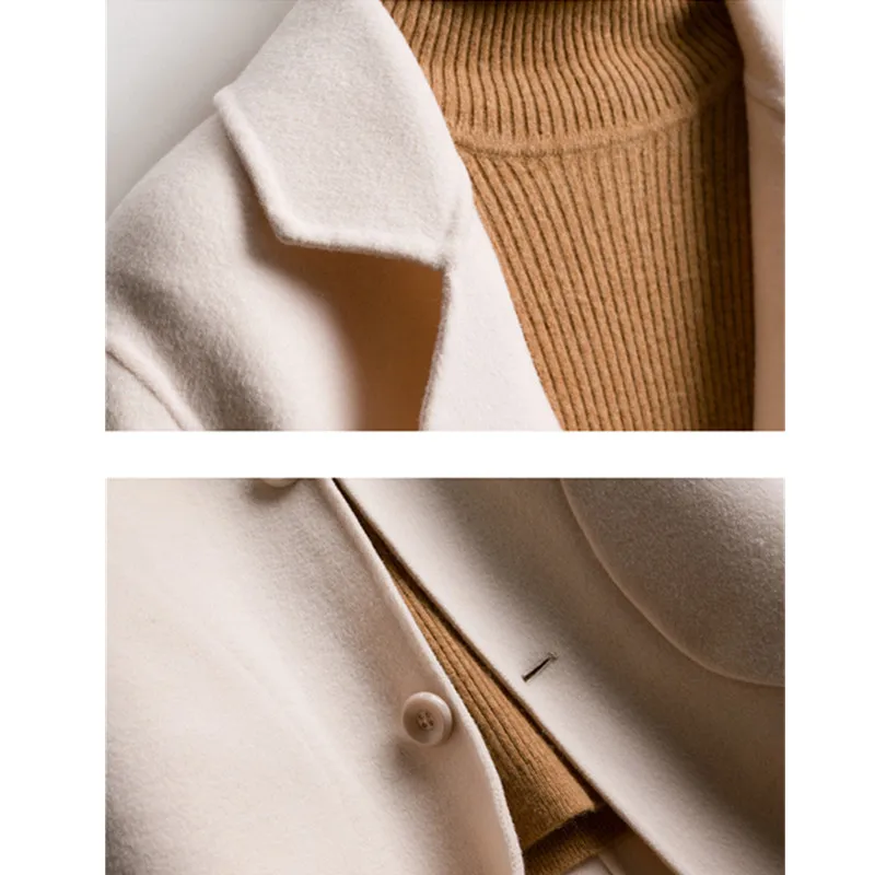 

Double-sided Cashmere coat women's 100% Wool coat 2020 New Autumn winter Solid Wool jacket Female Outerwear casaco feminino