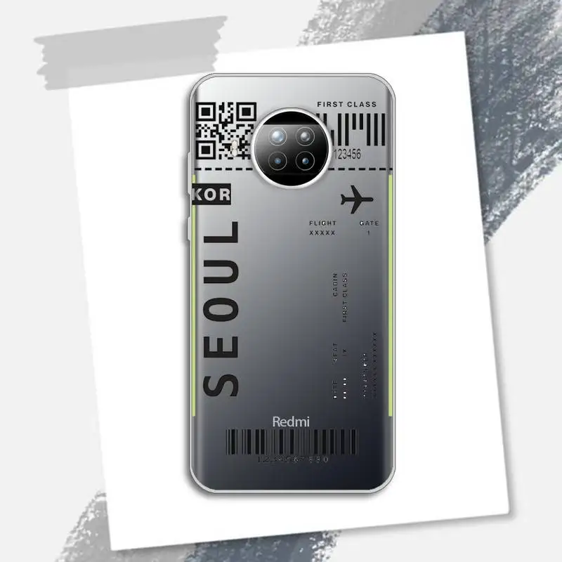 

AIR Tickets Travel Label Country Phone Case Transparent for Xiaomi Redmi note 10 t 8 9 pro lite 11