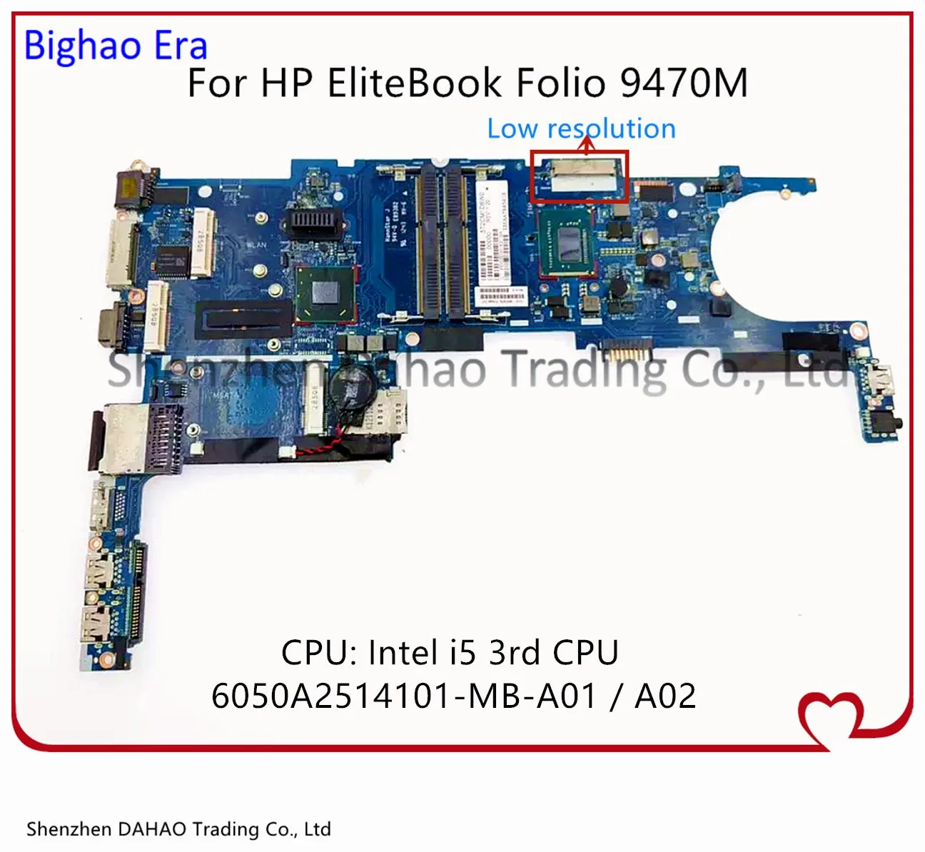 

702849-001 702849-501 For HP EliteBook Folio 9470M Laptop motherboard With Intel i5 CPU 6050A2514101-MB-A02 A01 100% Full Tested