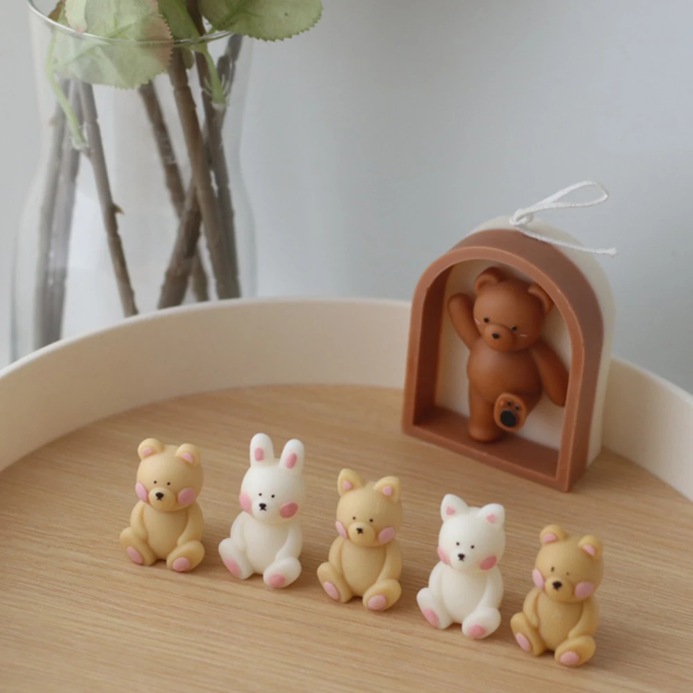 Силиконовая форма сделай сам для Ароматических Свечей мишка кошка кролик