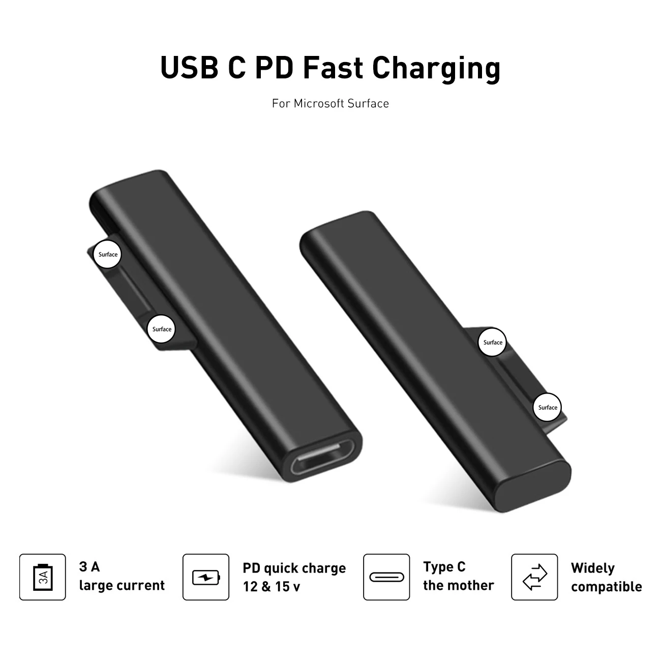 

Type-C Female PD Converter USB C Female PD Fast Charging Plug Adapter for Microsoft Surface Pro 3 4 5 6 Go Surface Book